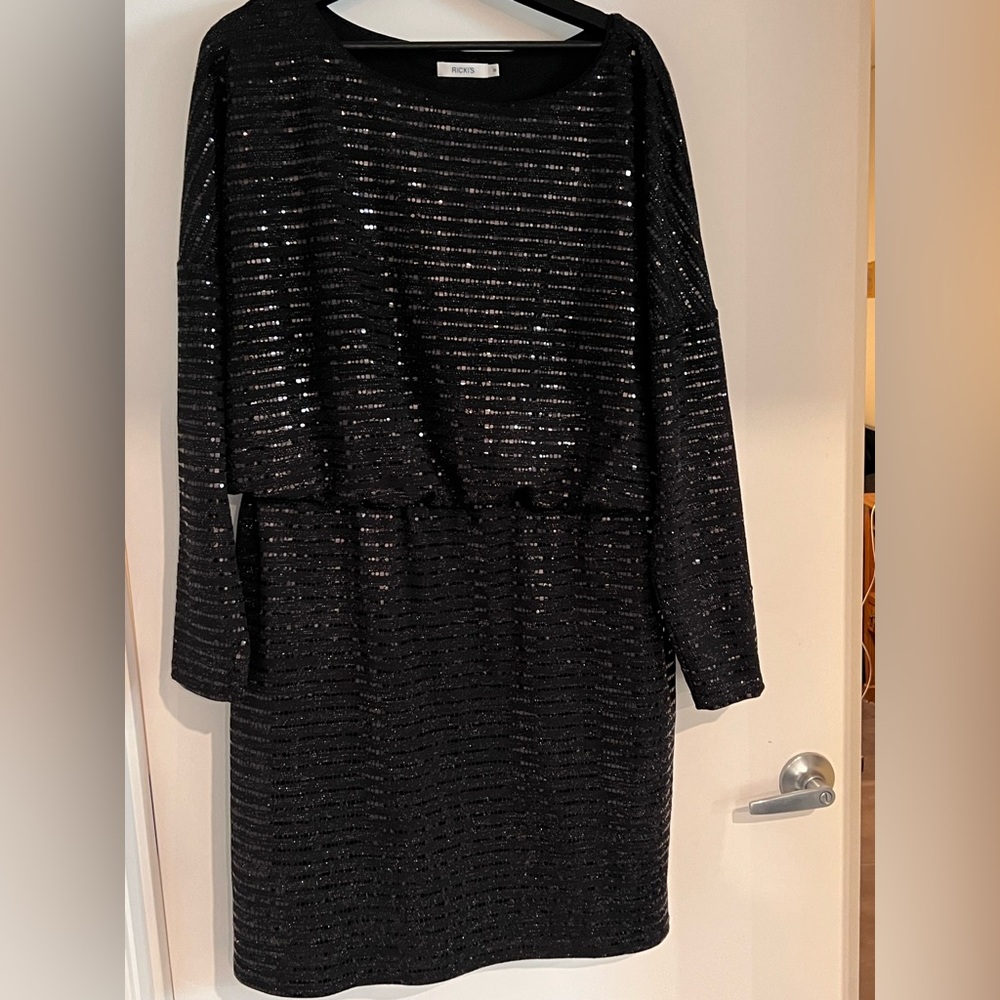 Ricki's Black sequine Sheath Dress with Dolman Sleeves